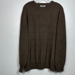 Lynon Cashmere Geo Pattern Crew Neck Men's Brown Sweater Size XL/XXL